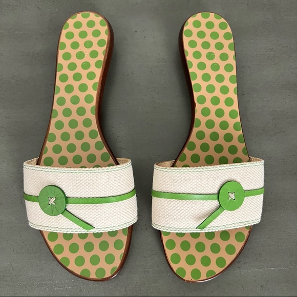 Kate Spade Toby Button Polka Dot Wooden Slide Sandal 9.5 B - Picture 1 of 16